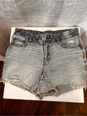 American Eagle Outfitters Distressed Light Blue High-Rise Denim Shorts size 10